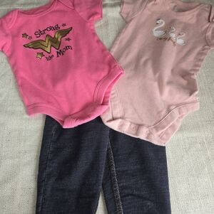 Baby Bundle - Justice Bright Pink Graphic Baby Onesie